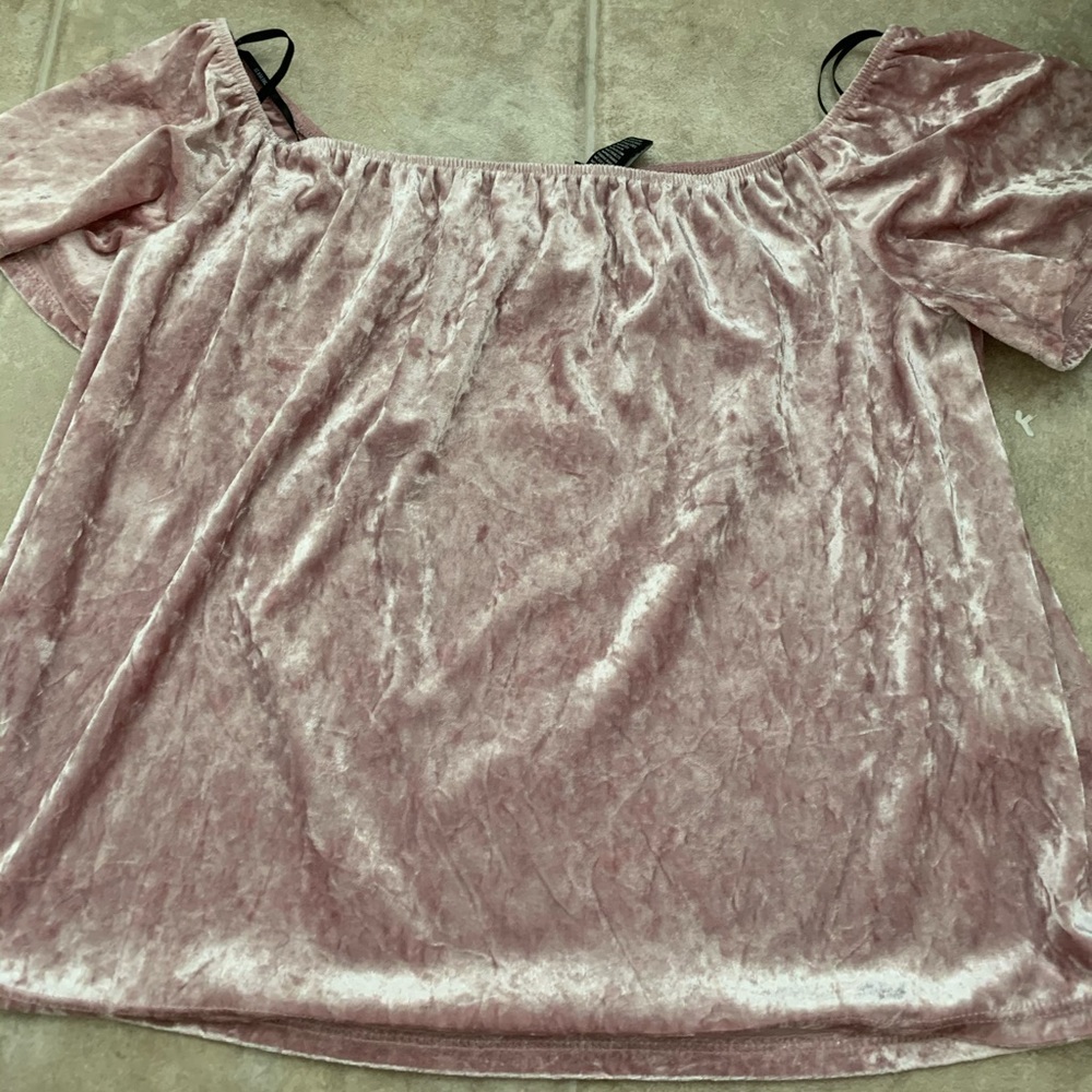 Velvet off the shoulder cropped top